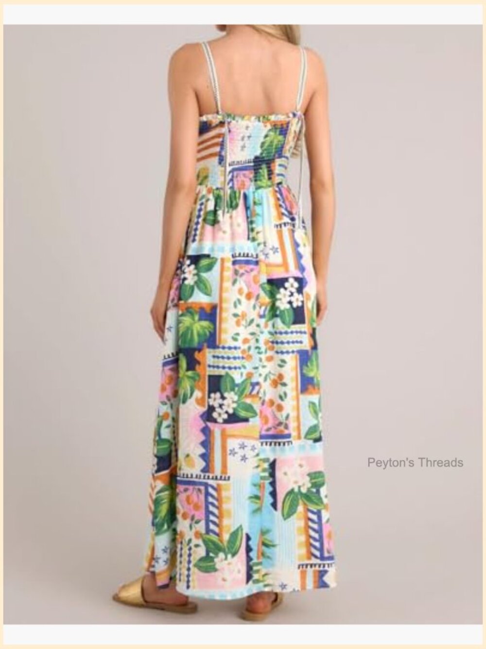 Spaghetti Strap Maxi Dress Sleeveless Ruffle Beach Flowy Long Dress Boho Summer - Picture 5 of 7
